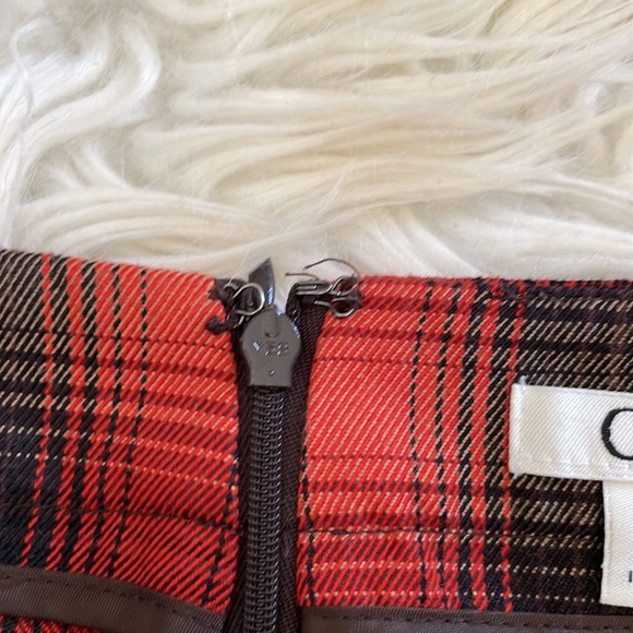 Cato Plad flannel fall orange red black side button side zipper midi skirt sz 8 - Picture 12 of 16